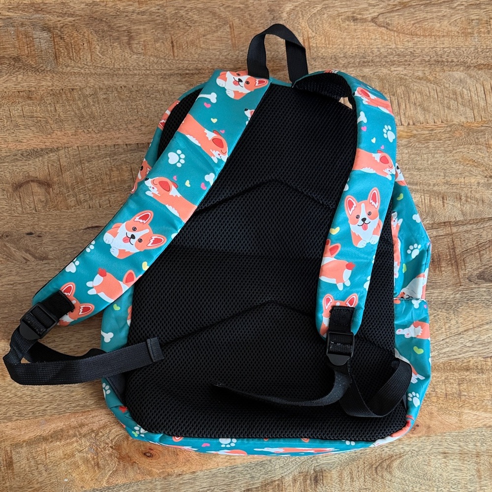 Teal Corgi Backpack Multiple Compartments - Picture 5 of 8